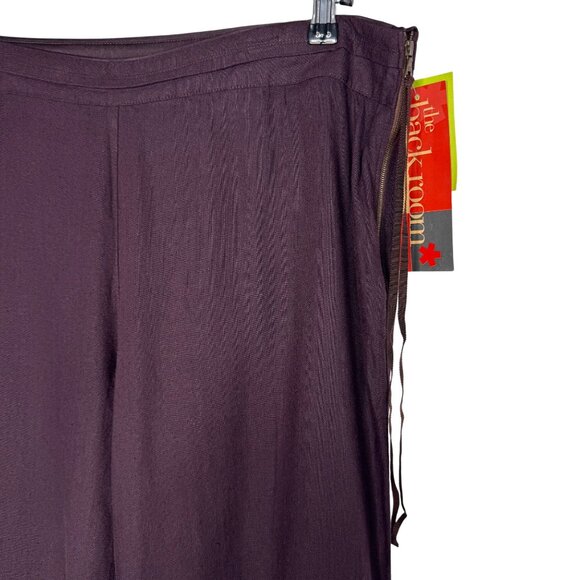 Easel‎ Linen Blend Plum Women's Sz 12 Straight Leg Pants Summer Work Pants - Picture 2 of 6